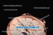 Jaeger-LECoultre Master Perpetual Calendar Asia Automatic Rose Gold Case with White Dial Stick Markers and Brown Leather Strap