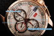 Chopard Mille Miglia GTXL Chronograph Swiss Valjoux 7750 Automatic Movement Rose Gold Case with White Dial and Black Arabic Numerals