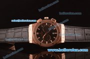 Hublot Classic Fusion Chronograph Quartz Rose Gold Case with Black Dial and Black Leather Strap