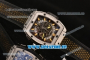 Hublot MP-06 Senna Chrono Miyota OS20 Quartz Steel Case with Yellow Stick Markers and Skeleton Dial