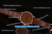 Patek Philippe Calatrava Miyota OS2035 Quartz Rose Gold Case with Brown Dial and Arabic Numeral Markers