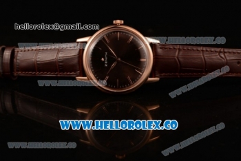 Zenith Vintage Miyota 9015 Automatic Rose Gold Case with Brown Dial and Brown Leather Strap - (AAAF)