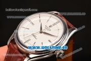 Rolex Cellini Time Asia Automatic Steel Case with Brown Leather Strap White Dial and Silver Stick Markers (New)