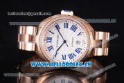 Cartier Cle de Cartier Asia ST16 Automatic Rose Gold Case/Bracelet Roman Markers Diamonds Bezel and White Dial