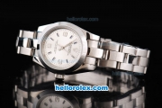 Rolex Air King Oyster Perpetual Automatic Movement ETA Case with Silver Dial and Blue Stick Markers-Lady Size