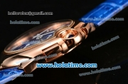 Cartier Ballon Bleu De Medium Chrono Miyota Quartz Rose Gold Case with Blue Dial and White Roman Numeral Markers