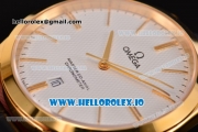 Omega De Ville Tresor Master Co-Axial Swiss ETA 2824 Automatic Yellow Gold Case with Black Leather Strap and White Dial