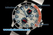 Ulysse Nardin Maxi Marine Diver Automatic Movement Steel Case with White Dial and Black/Red Bezel-Black Rubber Strap