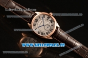 Cartier Drive de Cartier Asia Automatic Rose Gold Case with White Dial and Brown Leather Strap (AAAF)