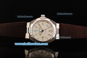 Vacheron Constantin Overseas Swiss ETA 2824 Automatic Movement Cream Dial with Stick Markers and Brown Leather Strap