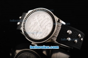 Rolex Datejust Automatic Movement Steel Case with White Diamond Dial/Hour Marker and Black Diamond Bezel-Black Rubber Strap