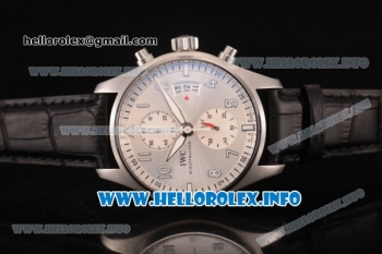 IWC Pilot's Watch Chrono Swiss Valjoux 7750 Automatic Steel Case with Silver Dial Arabic Numeral Markers - Big Date (ZF)