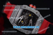 Richard Mille RM027-2 Miyota 9015 Automatic Carbon Fiber Case with Skeleton Dial Dot Markers and Red Nylon Strap