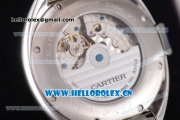 Cartier Cle de Cartier Asia ST16 Automatic Stainless Steel Case/Bracelet Roman Markers Diamonds Bezel and White Dial