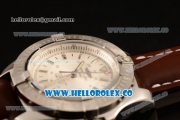 Breitling Colt II Swiss ETA 2824 Automatic Steel Case with White Dial and Brown Leather Strap (AAAF)