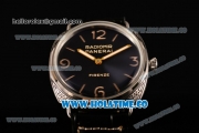 Panerai PAM 604 Radiomir Firenze 3 Days Asia 6497 Manual Winding Steel Case with Black Dial and Stick/Arabic Numeral Markers - Black Leather Strap