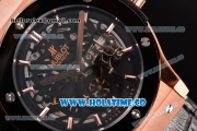 Hublot Classic Fusion Asia 6497 Manual Winding Rose Gold Case with Skeleton Dial PVD Bezel and Stick Markers
