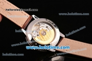 Vacheron Constantin Patrimony Swiss ETA 2824 Automatic Steel Case with Brown Leather Strap White Dial and Diamond Bezel