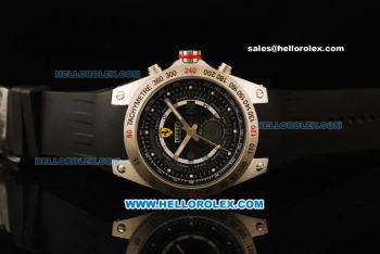 Ferrari Chronograph Quartz Movement Steel Case with Dot Hour Markers and Black Rubber Strap