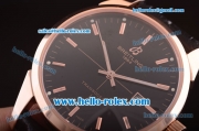 Breitling Transocean Asia 2892 Automatic Rose Gold Case with Black Dial and Black Leather Strap