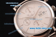 IWC Portofino Chronograph Swiss Valjoux 7750 Automatic Steel Case with White Dial and Stainless Steel Strap 1:1 Original