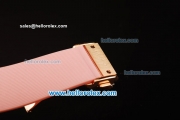 Hublot Big Bang Diamond Bezel Chronograph Swiss Quartz Rose Gold Case With White Dial and pink Rubber Strap