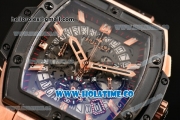 Hublot MP-06 Senna Chrono Miyota OS20 Quartz Rose Gold Case with Skeleton Dial PVD Bezel and Brown Leather Strap