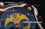 Ferrari Chrono Miyota OS20 Quartz Steel Case PVD Bezel with Black Rubber Strap and Yellow Dial