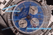 Breitling Chronomat B01 GMT Swiss Valjoux 7750 Automatic Steel Case/Strap with Diamond Bezel - Blue Dial