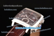 Tag Heuer Monaco Chronograph Quartz Steel Case with Brown Dial and Brown Leather Strap