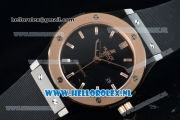 Hublot Classic Fusion Miyota 9015 Automatic Rose Gold Case with Black Dial Stick Markers Rose Gold Bezel and Rubber Strap