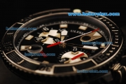 Ulysse Nardin Marine Chronograph Swiss Valjoux 7750 Automatic Movement PVD Case with White Markers and Black Rubber Strap