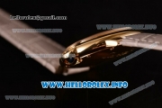 Cartier Ballon Bleu De Medium Asia 4813 Automatic Yellow Gold Case with Sliver Dial and Grey Leather strap
