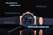 Ulysse Nardin Maxi Marine Chrono Japanese Miyota OS20 Quartz Rose Gold Case with Blue Rubber Strap and Black/Blue Dial