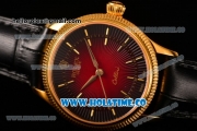 Rolex Cellini Time Asia 2813 Automatic Yellow Gold Case with Black/Red Dial and Stick Markers