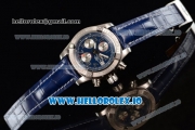 Breitling Super Avenger II 7705 Automatic Steel Case with Blue Dial Arabic Numeral Markers and Genuine Leather Strap (GF)