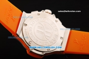 Hublot Big Bang Chronograph Miyota Quartz Movement Steel Case with Orange Markers and Orange Rubber Strap - Lady Model