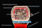 Richard Mille RM 038 Asia Automatic Steel Case with Skeleton Dial and Red Rubber Strap
