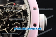 Richard Mille RM 055 Bubba Watson Asia Manual Winding Ceramic/Rose Gold Case with Skeleton Dial and White Rubber Strap White Inner Bezel - 1:1 Original