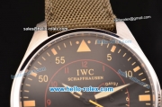 IWC Big Pilot Top Gun Miramar ST22 Automatic with Power Reserve Steel Case with Black Dial and Green Leather Strap