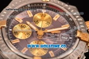 Breitling Chronomat Evolution Swiss Valjoux 7750 Automatic Steel Case with Grey Dial and Yellow Gold Stick Markers (BP)