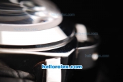 Panerai Luminor Marina Pam 076 Swiss Valjoux 7750 Movement Black Dial with White Stick/Numeral Marker-Leather Strap