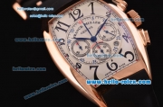 Franck Muller Casablanca Chronogarph Miyota OS20 Quartz Rose Gold Case with Black Numeral Markers and Black Rubber Strap