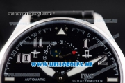 IWC Big Pilot Double Tourbillon Asia ST28 Automatic Steel Case with Black Dial and Black Leather Strap Stick/Arabic Numeral Markers