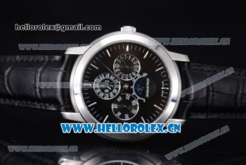 Audemars Piguet Jules Audemars Grand Complication Asia ST16 Automatic Steel Case Stick Markers Black Leather Strap and Black Dial (EF)