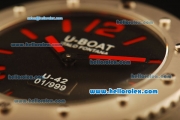 U-Boat Italo Fontana U-42 Asia 6497 Manual Winding Steel Case with Black Dial and Black Leather Strap-Red Markers