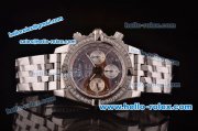 Breitling Chronomat B01 GMT Swiss Valjoux 7750 Automatic Steel Case/Strap with Diamond Bezel and Brown Dial