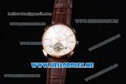 Parmigiani Tonda Tourbillon Asia ST25 Automatic Rose Gold Case with White Dial and Brown Leather Strap Stick Markers