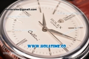 Rolex Cellini Time Asia Automatic Steel Case with Brown Leather Strap White Dial and Silver Stick Markers (New)