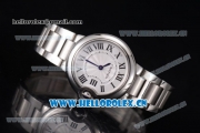 Cartier Ballon Bleu De Mideum Swiss Quartz Stainless Steel Case/Bracelet with Roman Numeral and Markers White Dial